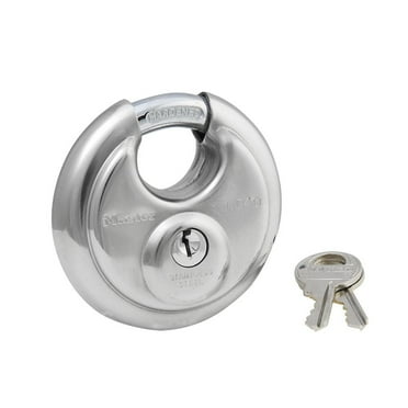 Master Lock 40DPF Stainless Steel Discus Padlock with Shrouded Shackle, Master Lock Stainless Steel Discus Padlock