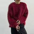 thumbnail image 4 of INCERUN Mens Fluffy Faux Fur Jumper Sweater Long Sleeve Winter Casual Loose Pullover, 4 of 8