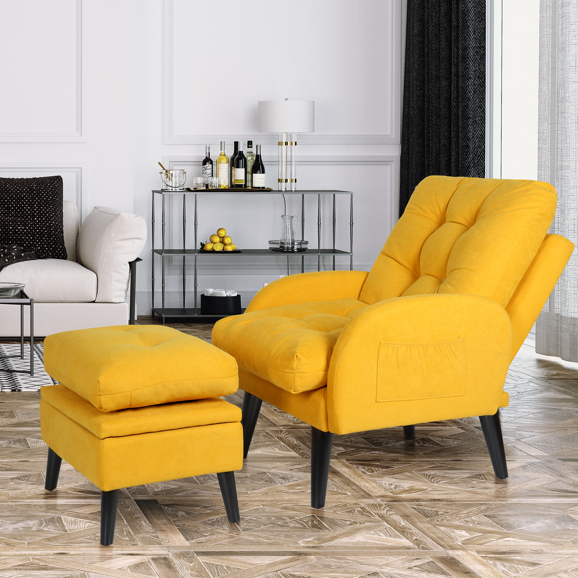 July's Song Accent Chair with Ottoman with Adjustable