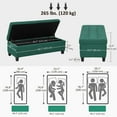 thumbnail image 3 of HOMCOM Linen Fabric Wood Feet Entry Bench, Contemporary Home Decor Dark Green, 3 of 10
