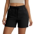 thumbnail image 1 of Xfvqtps Womens Shorts Elastic Waist Drawstring Zippered Pocket Casual Lightweight Breathable Solid Color Pants Soft Lounge Wear, 1 of 9