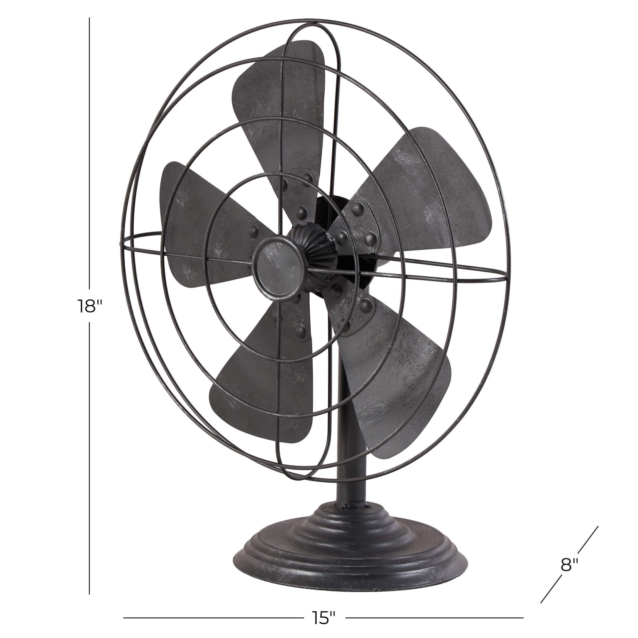 15" x 18" Black Metal Fan Sculpture, by DecMode