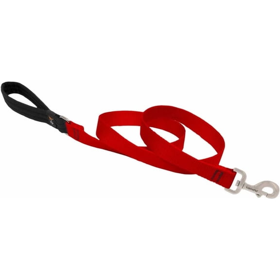 Dog Leash by Lupine in 1" Wide Red 6-Foot Long with Padded Handle
