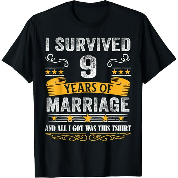 9th Wedding Anniversary shirt Couples Husband Wife 9 Years T-Shirt