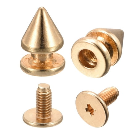 

8x12mm Screw Back Stud Rivets Spikes Zinc Alloy Gold Tone 20 Sets