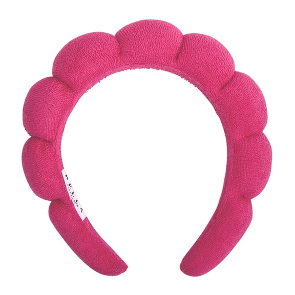 Puffy Makeup Headband, Skin Care Sponge Spa Headband for Washing Face, Hot Pink R0782