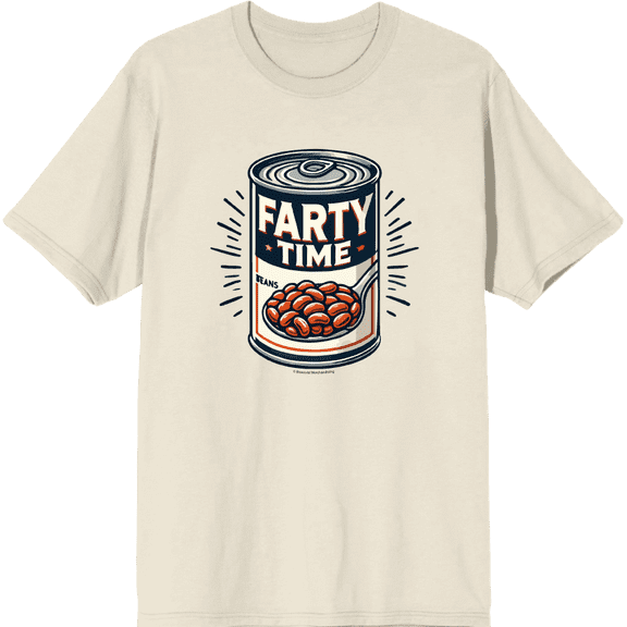 Fart Time Beans Adult Natural Crew Neck Short Sleeve Tee-Medium