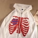 thumbnail image 3 of BlackLSkeleton Zip Up Hoodie para Mujeres Hombres Skeleton Jacket Otoño Primavera Sudadera, 3 of 5