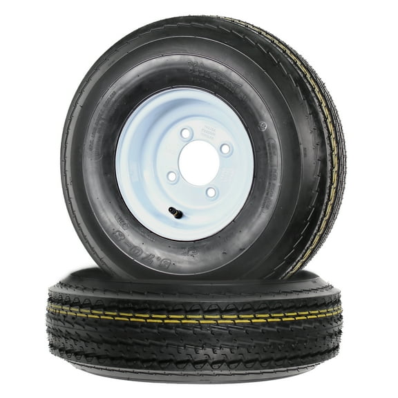 eCustomrim 2-Pack Trailer Tire On Rim 570-8 5.70-8 8 in. Load Range C 4 Lug White Wheel