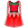 thumbnail image 3 of Aislor Girl Christmas Candy Cane Dance Dress Long Sleeve Ballet Gymnastics Tutu Dress Sequins Santa Red 16, 3 of 7