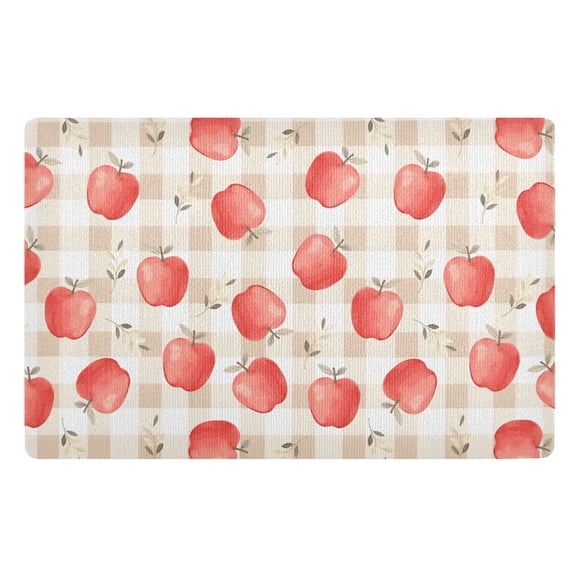 Yayeee Doormat for Inside 20"x32" Absorbent Low-Profile Washable Non-Slip Rubber Backed Entryway Rug, Apple Plaid Pattern