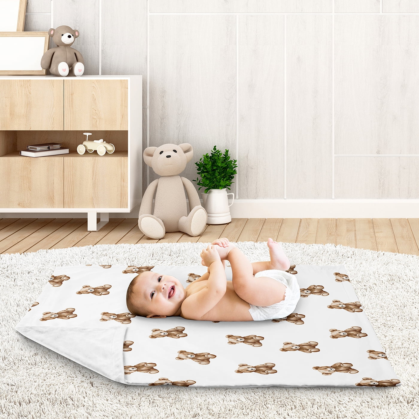 Sweet Jojo Designs Boho Teddy Bear Boy, Girl, Unisex/Gender Neutral Baby Receiving Security Blanket