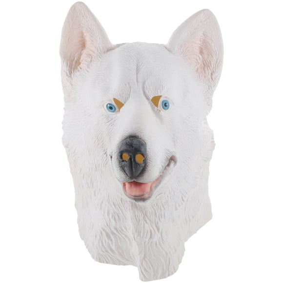 KAKOWELY Máscara de látex para perro de Halloween, ideal para carnaval, broma, disfraz divertido, accesorios de cosplay (blanco)