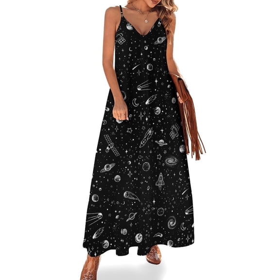 Space Stuff Planets Satellite Stars Sleeveless Dress Loose Women's Dress Dresses Luxury Evening Dresses