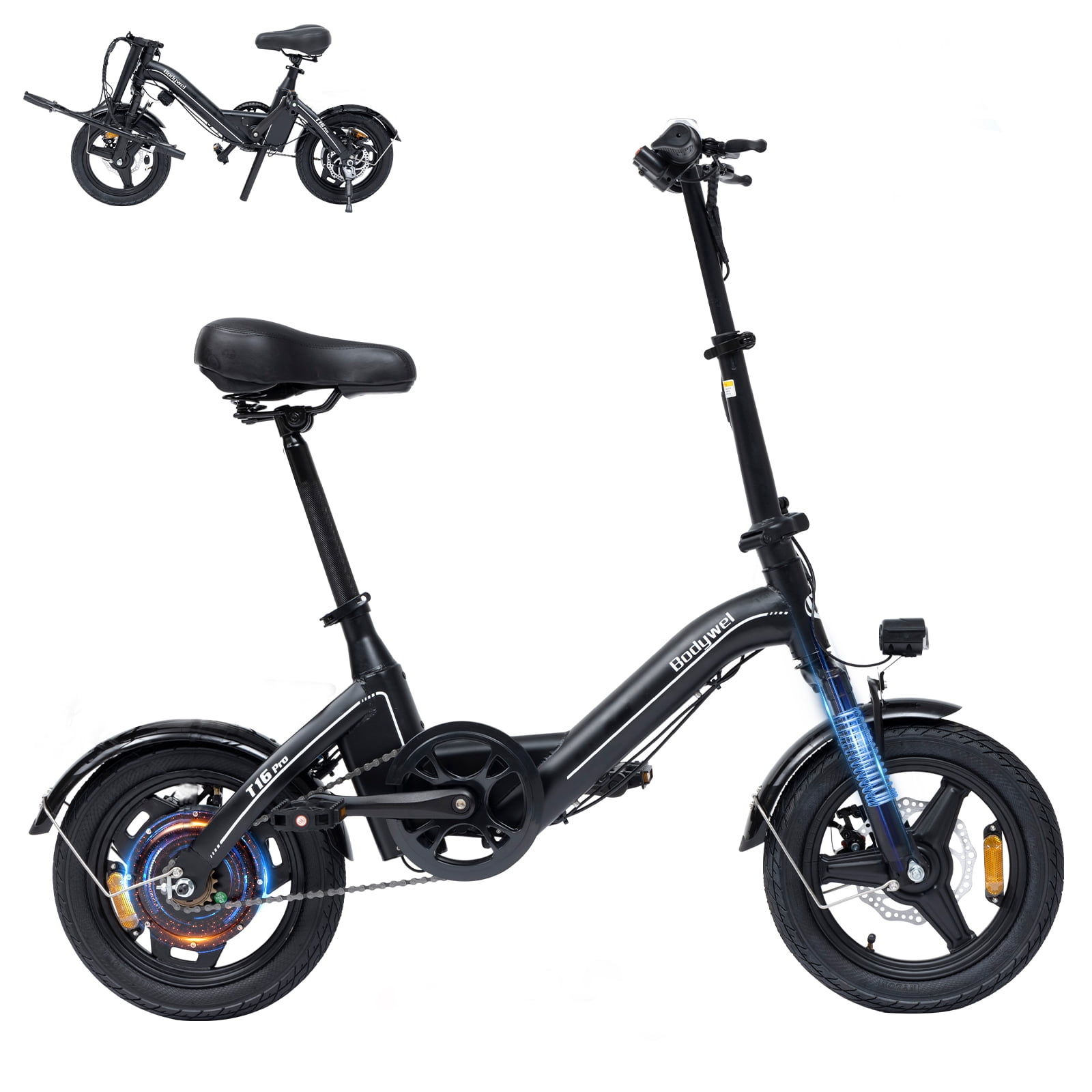 Bodywel Foldable Electric Bike for Adults and Teens, 14" Electric Bicycle with Peak 500W Motor, 36V 13Ah Battery, Commuting Mini Ebike, E Bike, UL2849