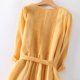thumbnail image 5 of Puntoco Vestido Retro Con Cordones De Verano Para Mujer, Falda Larga De Algodón Y Lino Con Mangas Tres Cuartos, Falda Bordada Holgada Y Adelgazante Amarillo Xxl,Regalos Para Mujer Joven, 5 of 9