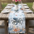 thumbnail image 4 of Octopus Coastal Table Runner 70 Inches, Summer Beach Blue Ombre Coral Starfish Bed Runner Dresser Scarves Tabletop for Indoor Outdoor Parties/Ceremony/Banquet, 13" x 70", 4 of 9