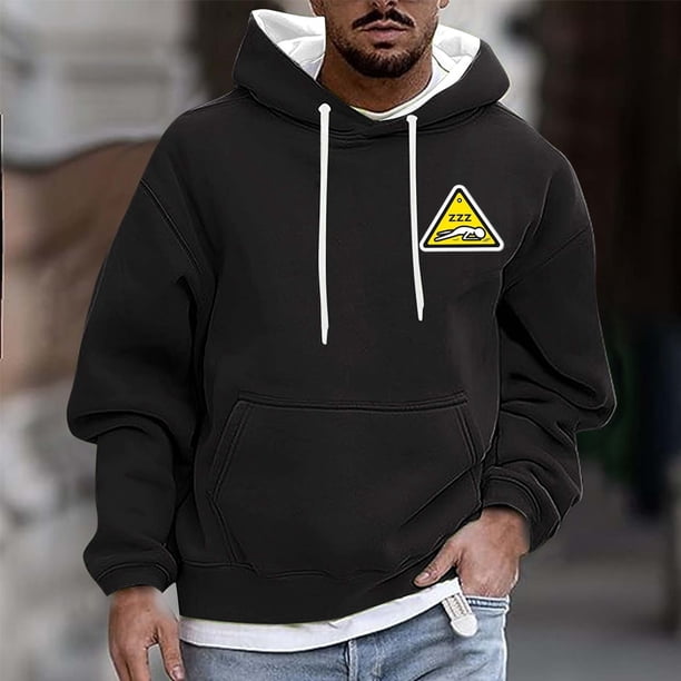 Dolkfu Sudadera con capucha de patrón informal para hombres, sudadera de manga larga con capucha, camisetas divertidas para hombres M