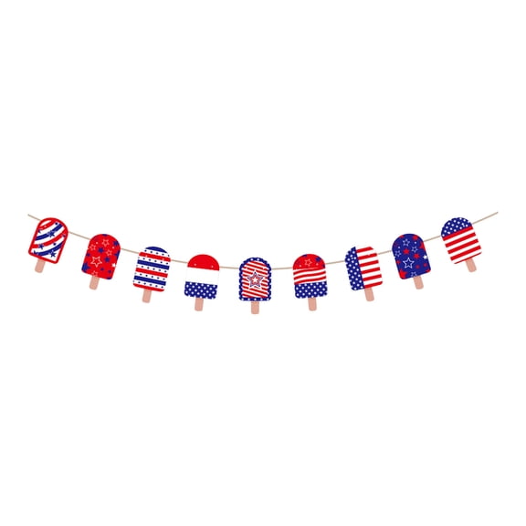 Independence Day Bunting Garland, Patriotic Red White Blue Pennants, Fabric Hanging Decor, July 4th Party Supplies, Home Ornament