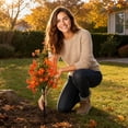 thumbnail image 4 of Artificial Fall Flower Ground Stake for Outdoor Garden Decor, Weather-Resistant Plastic Foliage and Bloom Arrangements for Yard, Patio, Flower Beds, and Landscaping, 4 of 4
