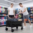 thumbnail image 7 of SHOUFTW Foldable Wagon Cart with Wheels, Portable Utility Carts with Long Flexible Handle, 330 lbs Weight Capacity for Sports, Shopping, Garden & Camping Black, 7 of 7
