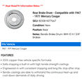 thumbnail image 2 of Rear Brake Drum - Compatible with 1967 - 1971 Mercury Cougar 1968 1969 1970, 2 of 2