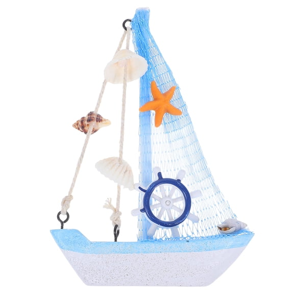 SWETRACE Wooden Nautical Sailboat Figurine for Tabletop Decor and Beach Themed Room Accents