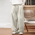 thumbnail image 2 of Men's Drapey Loose Casual Pants Japanese Retro Pleated Design Micro Leg Drawstring Long Pants, 2 of 6