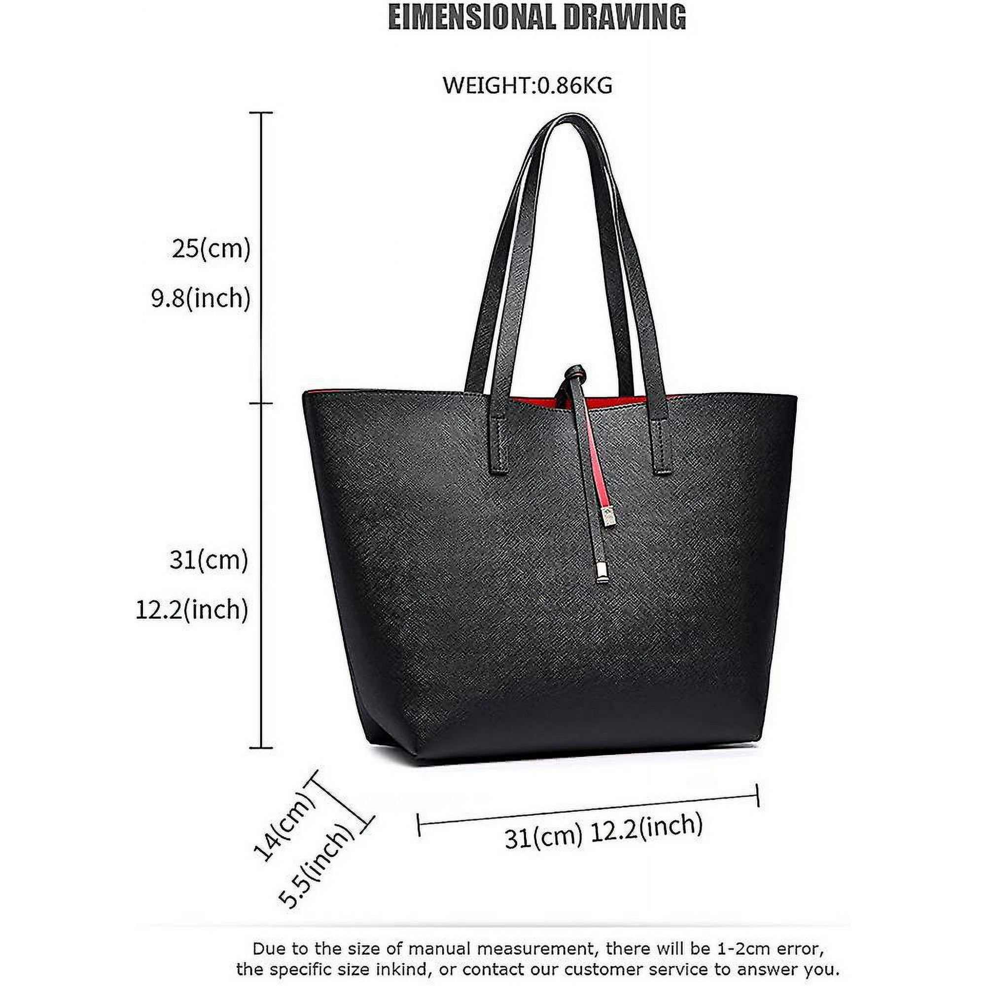 Women Reversible Tote Bag Faux Leather Shoulder Handbag Large