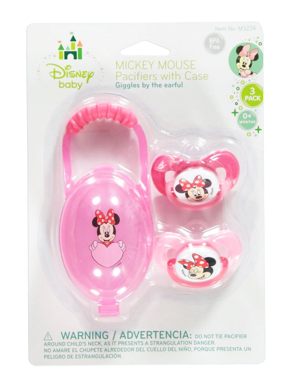 2-Pack Baby Pacifier Holders Minnie Mickey Mouse 