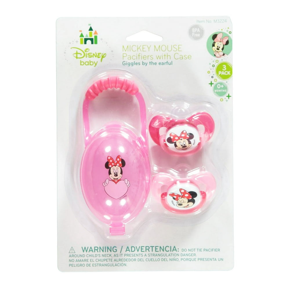 Minnie Mouse "Giggles" 2Pack Pacifiers with Case