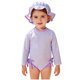thumbnail image 3 of Odeerbi 0-3 Años Niñas Traje de Baño de Manga Larga A Rayas de Una Sola Pieza de Protección Contra Erupciones Con Sombrero Solar Upf 50 + Protección Solar Traje de Baño En Seco Rápido, 3 of 6