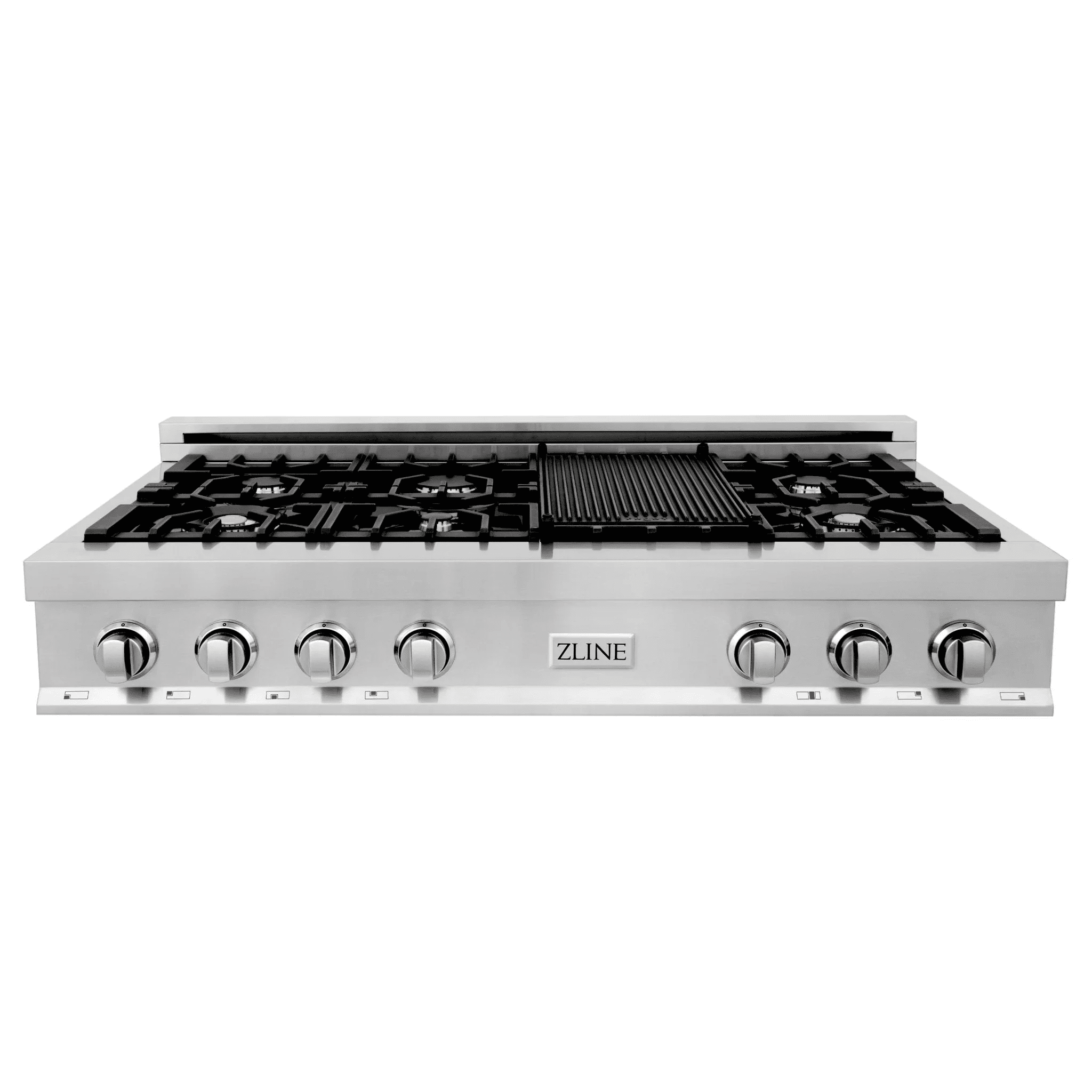 ZLINE 48" Porcelain Gas Stovetop with 7 Gas Brass Burners and Griddle (RT-BR-GR-48)