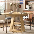 thumbnail image 5 of 43.3''-59'' Extendable Round Dining Table for 4-8, Mid Century Modern Wooden Round Table with Removable Leaves Space Saving, for Kitchen Living Room, 5 of 9