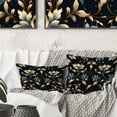 thumbnail image 3 of Designart "Opulent Blue And Golden Floral Design I" Marble Printed Throw Pillow, 3 of 5