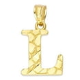 thumbnail image 1 of 10k Solid Gold Nugget Initial Pendant Necklace, Personalized Letter Jewelry, Gifts for Her Letter L with 16 inch Chain, 1 of 2