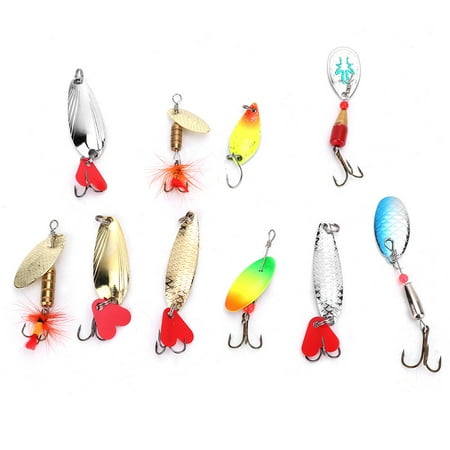 10Pcs Composite Metal Spinner Baits Lightweight Pattern Fishing Sequins Hard Lures Tackle Box