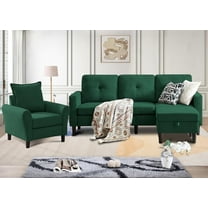 Pingliang Home Furniture Set Convertible Sectional Sofa and Storage Ottoman and Accent Chair,3 Seat L-shaped Sofa Couch with Reversible Footstool and Armchair for Living Room Apartment Office Studio