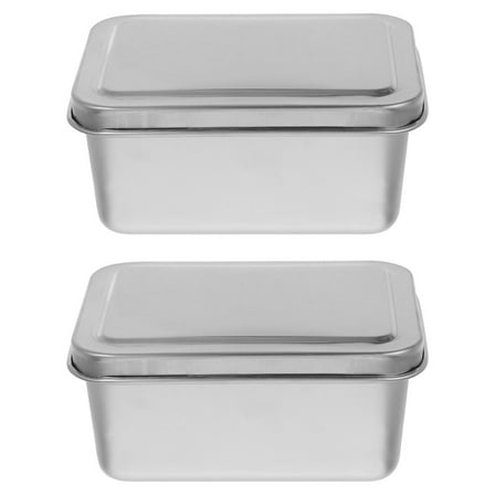 Hemobllo 2Pcs Stainless Steel Baking Pan with Lid Metal Oven Tray for Home Use Smooth Surface Even Heat