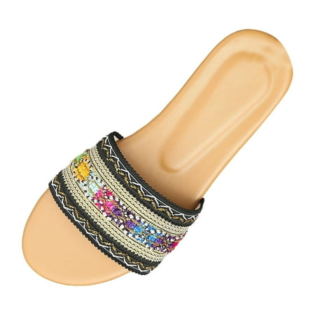 

Casual Flat Bottom Sandal Female Ethnic Leisure A Word Slippers