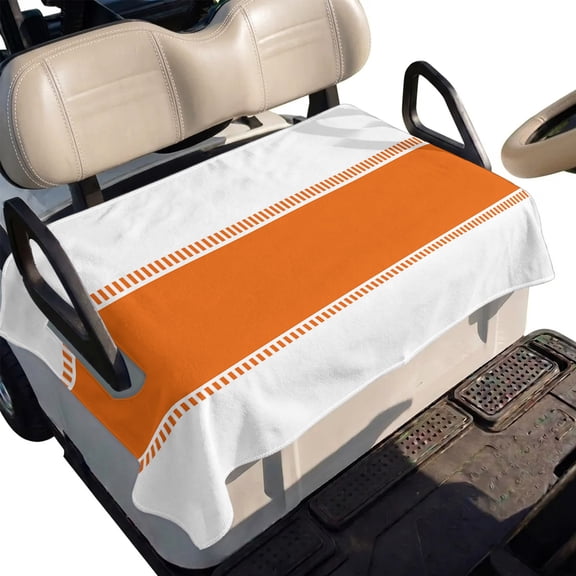 Golf Cart Seat Cover Orange Stripe Club Car Golf Cart Seat Covers Soft Absorbent Golfcart Towel Blanket Farmhouse Golf Seat Covers for Cart Decor Fits 2 & 4 Passenger 51"x31"