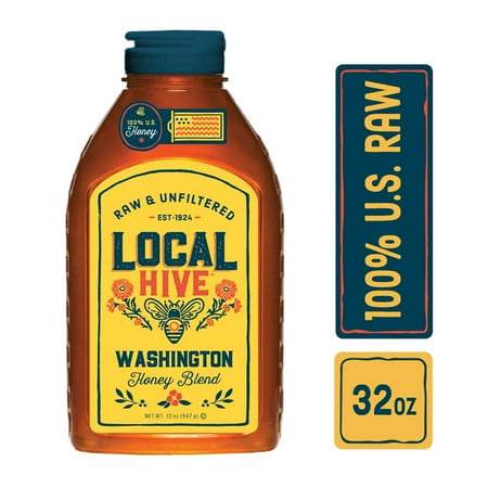 Local Hive, Raw & Unfiltered, 100% U.S. Washington Honey Blend, 32oz Bottle