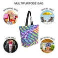 thumbnail image 7 of FORMRS Womens Canvas Tote Bag with Zipper Inner Pocket Shoulder Handbag, Green Wavy Pattern, 7 of 7