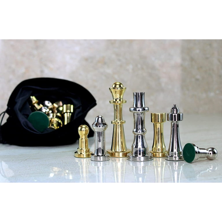  StonKraft Collector Edition Brass Chess Pieces Pawns Chessmen  Chess Coins Figurine Pieces (3 Staunton) : Toys & Games