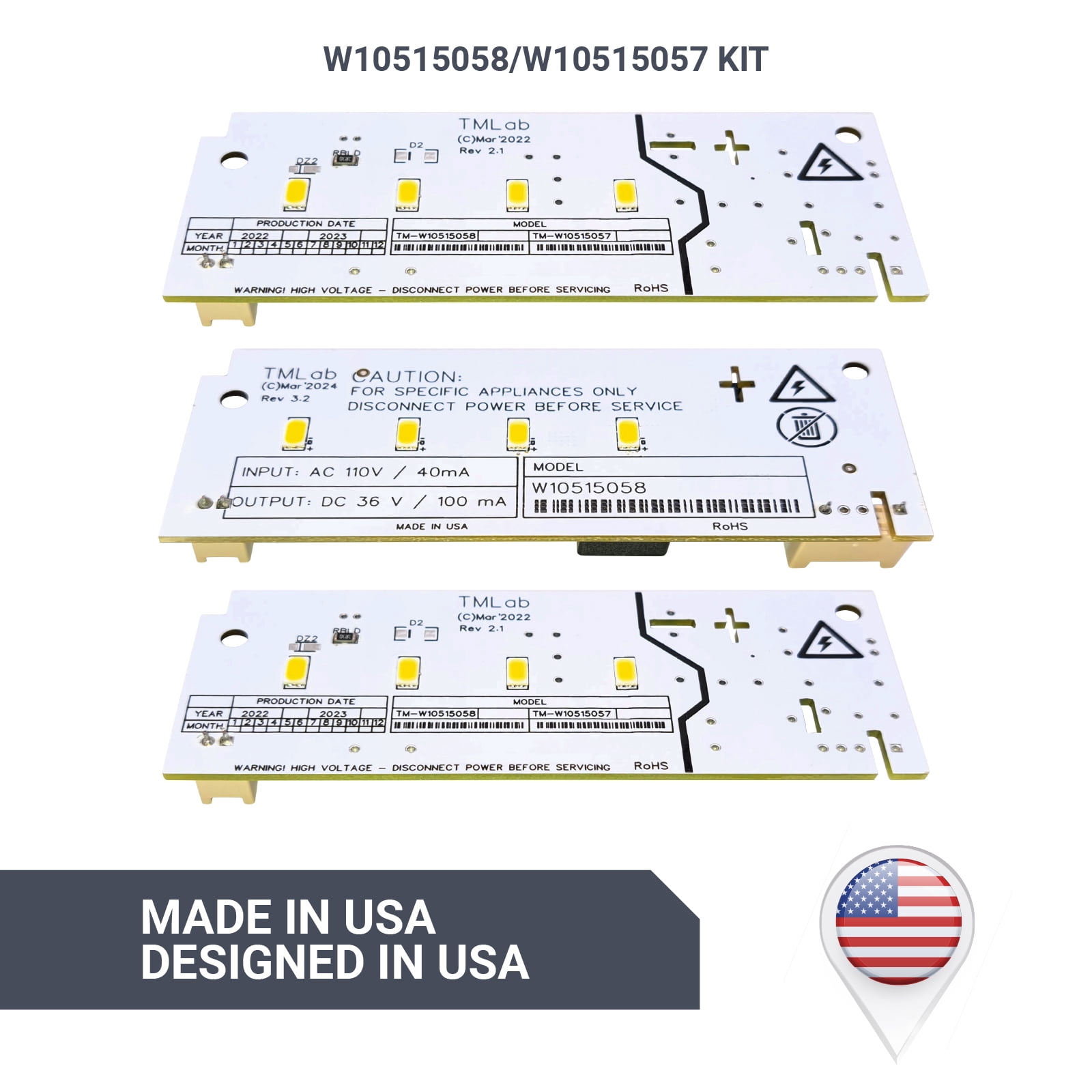 NEW W10515058 and W10515057 Refrigerator Replacement LED Light Kit for Whirlpool Maytag and Kenmore