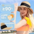 thumbnail image 3 of Sombrero de playa Pleneal para mujer con protección UV UPF 50+, paja, 3 of 9