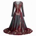 thumbnail image 4 of HCBY Women's Halloween Maxi Dress Long Sleeve V Neck Printed Gothic Inspired A Line Long Dress for Vintage Party and Themed Events, 4 of 4