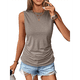 thumbnail image 2 of Camisetas Sin Mangas Fruncidas para Mujer, Camisetas Sin Mangas con Cuello Redondo, Top Ajustado, Ropa Informal Elegante de Verano 2025. Caqui S, 2 of 8