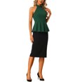 thumbnail image 2 of MODA NOVA Juniors Sleeveless Summer Beach Pleated Halter Neck Peplum Blouse Tops, 2 of 5