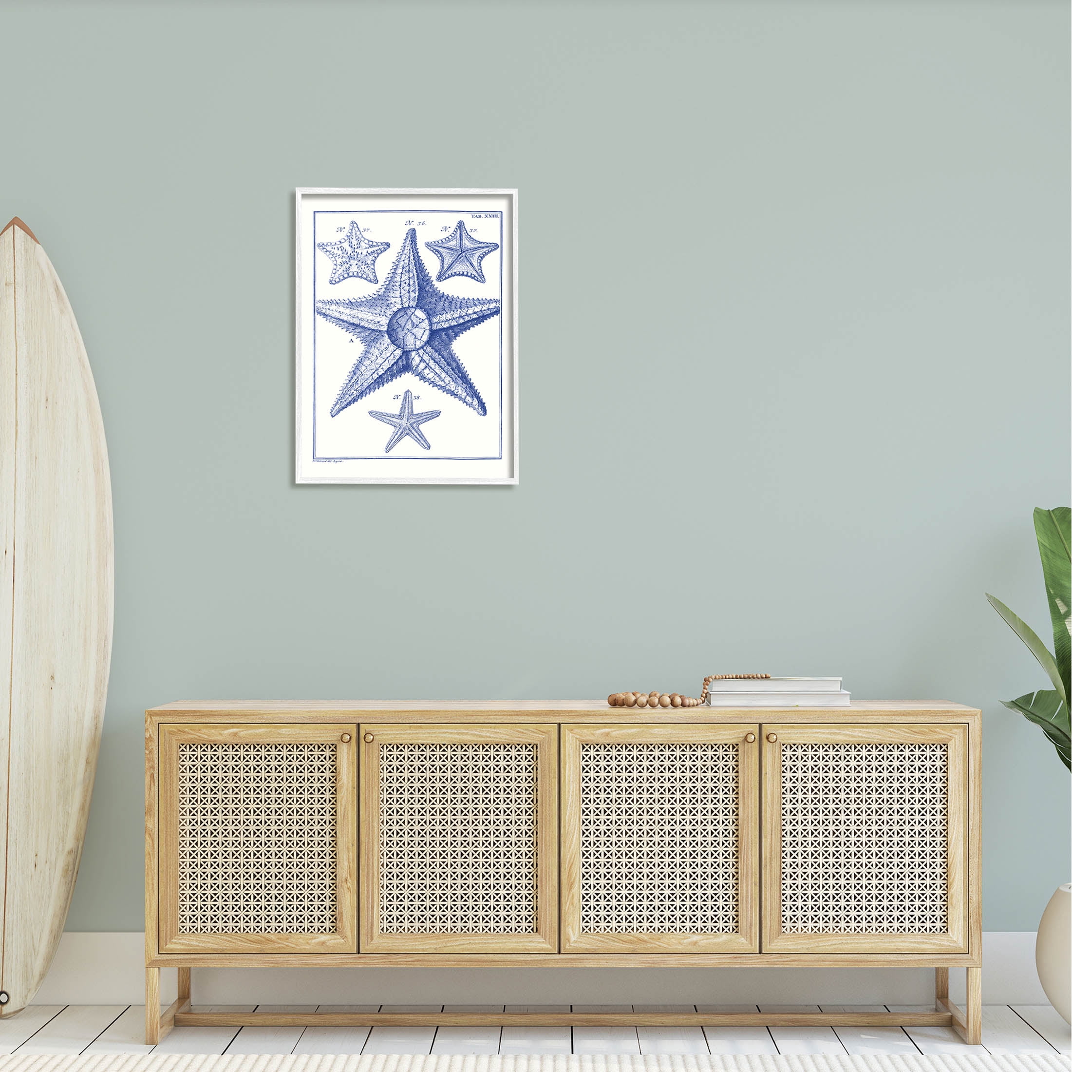 Stupell Industries Detailed Nautical Starfish Study Graphic Art White Framed Art Print Wall Art, Design by Vision Studio